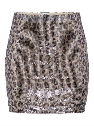 JDYLeona Sequins Minirock - Brown Rice/Leopard